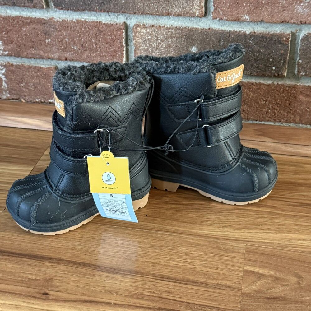 Cat & Jack Toddler Denver Winter Boots Black Round Toe Size 5 - Picture 9 of 16